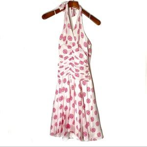 Philip Dicaprio pink dot white halter dress/2